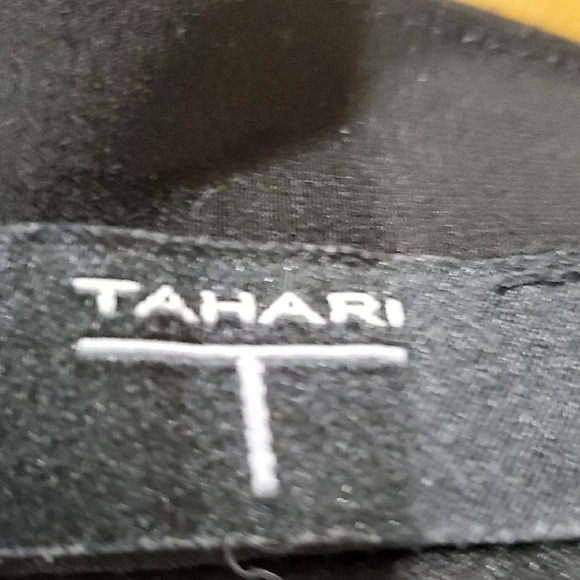 Tahari Black Cut-Out Fitted Sleeveless Top with Mandarin Collar - Picture 2 of 6